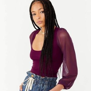 Free People Intimately Lost in Love Blouse, Wine color, Size XS/S